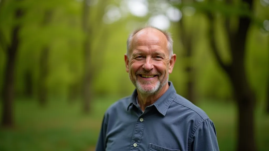 Portrait of experienced trail guide in outdoor setting with natural woodland background